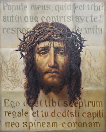 After Franz Ittenbach (German, 1813-1879), oil on canvas, Christ with crown of thorns, 49 x 39cm. Condition - good